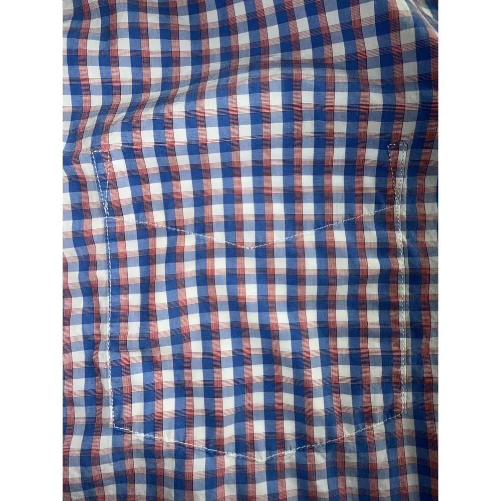 Banana Republic Men's Stretch Poplin Slim Fit Pink/Blue SS Button Down - Size XL